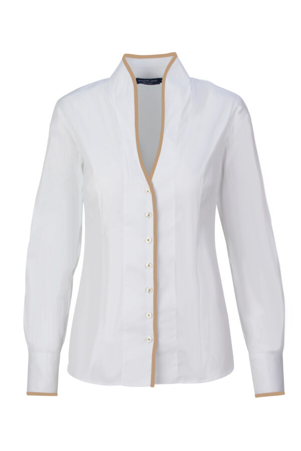 Bluse Monika weiß | Paspel beige