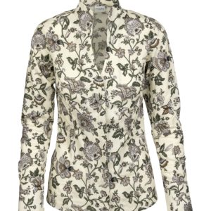 Bluse Gloria Blumen creme/grün