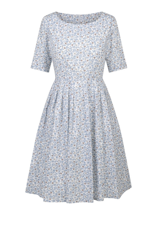 Kleid San Remo Blumendruck Taupe/Blau