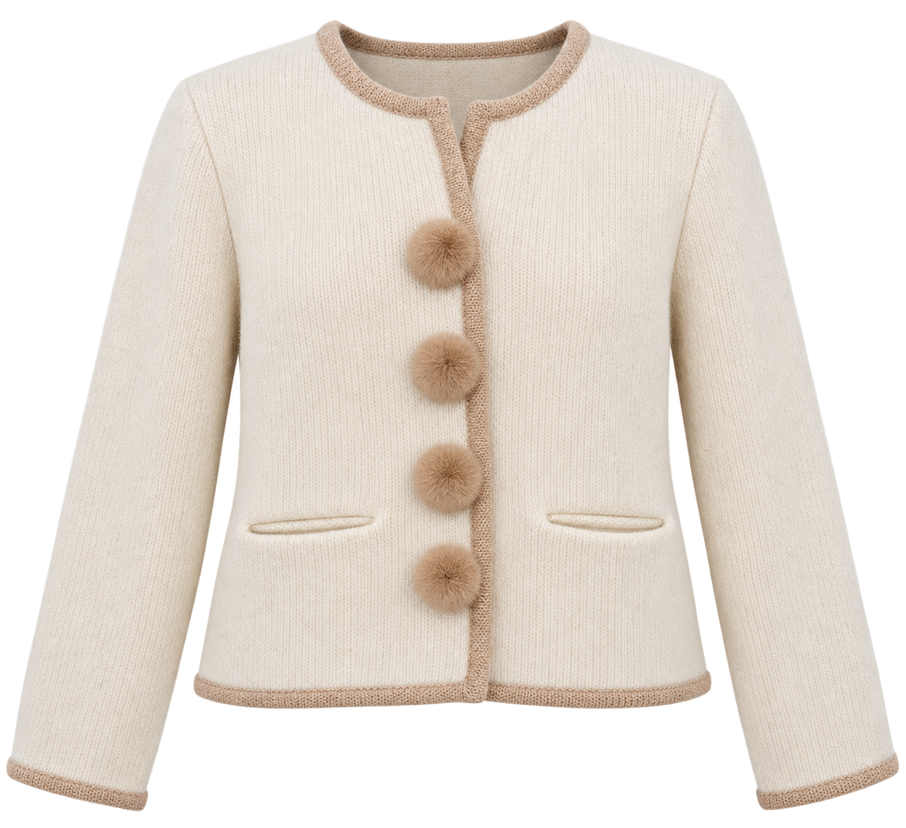 Strickjacke wollweiß/sand Nerzknöpfe