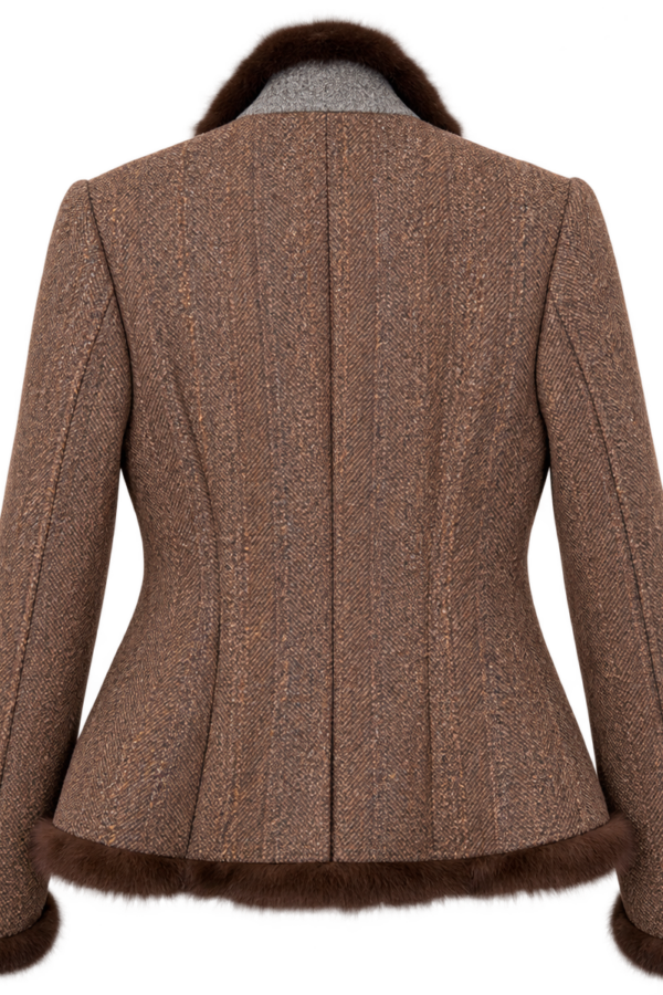 Jacke Anna Tweed HB Braun Nerz