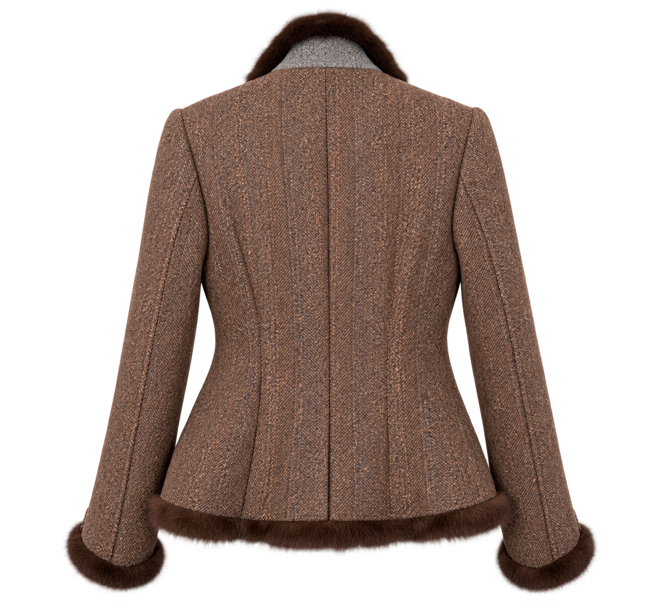 Jacke Anna Tweed HB Braun Nerz – Bild 2