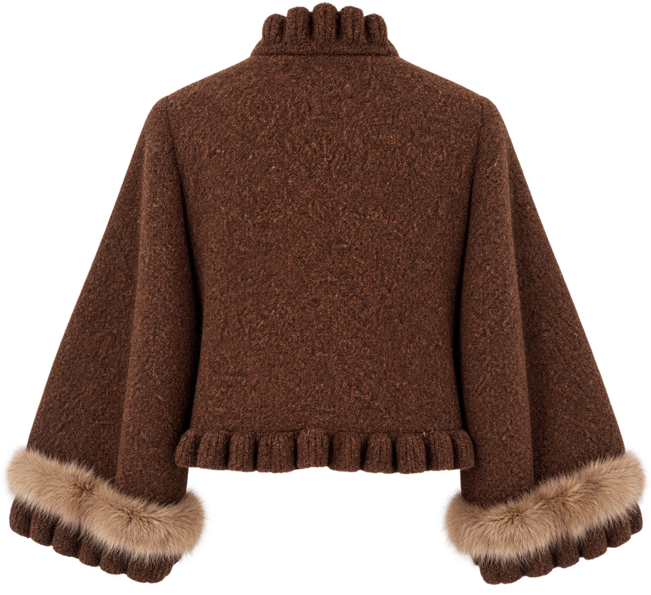 Rüschenjacke Sophia Schoko mit Nerzärmel – Bild 2