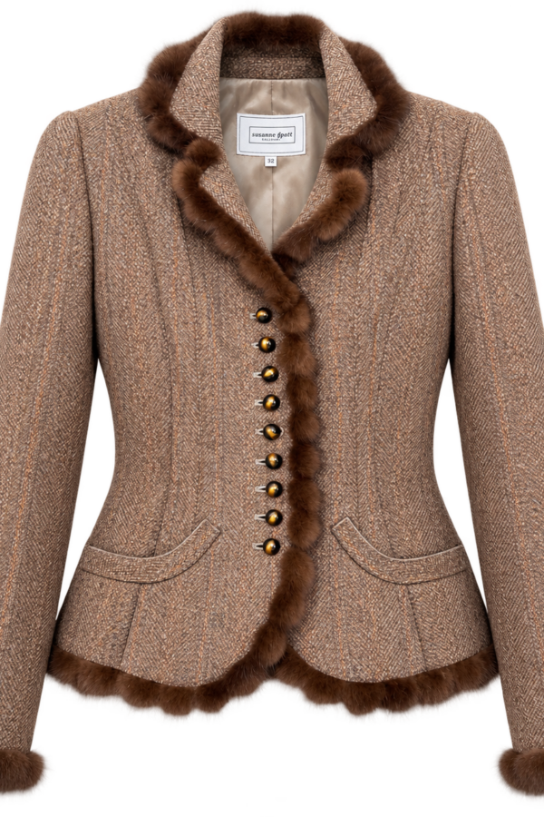 Jacke Anna Tweed HB Braun Nerz