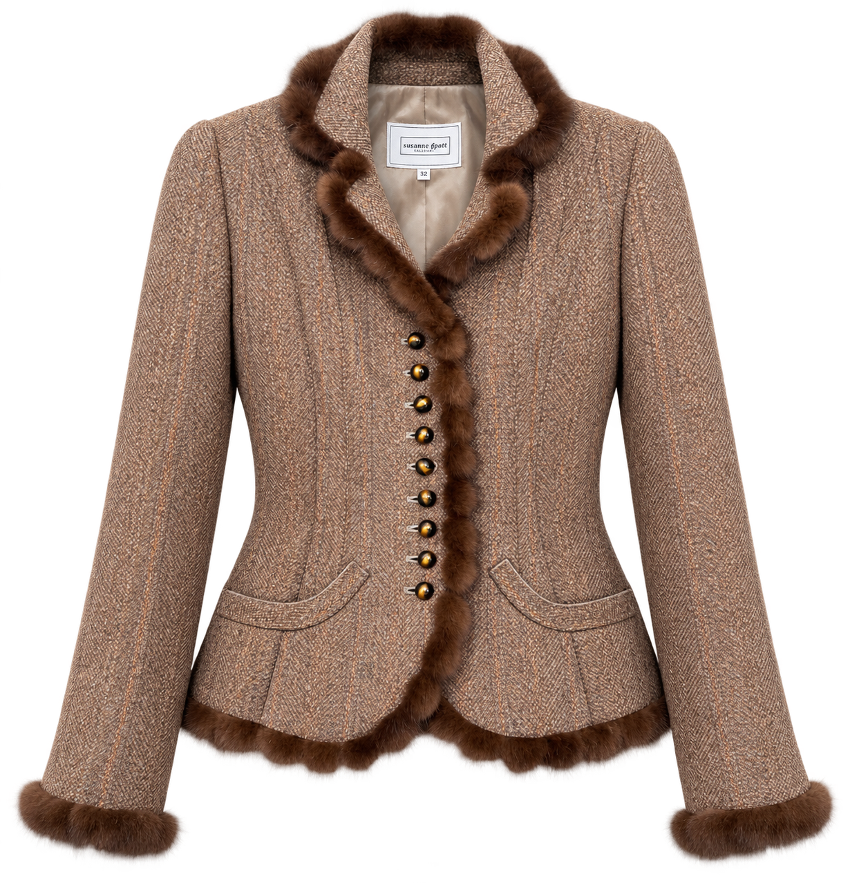 Jacke Anna Tweed HB Braun Nerz