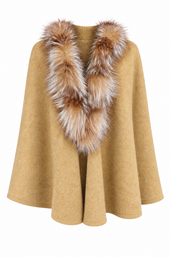 Strickcape Ocker mit Fuchs