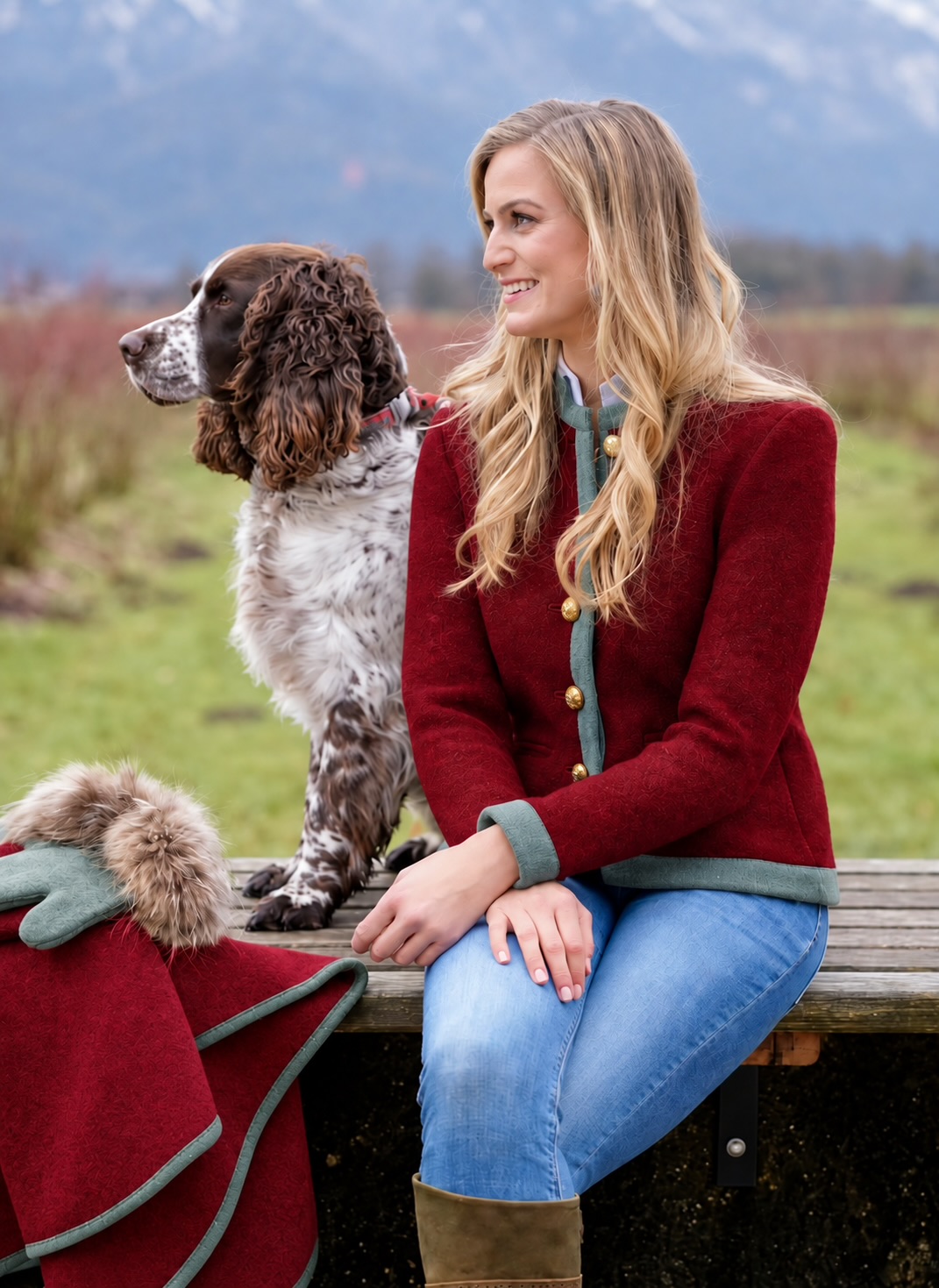Strickjacke kurz m. Armschlitzen Bordeaux – Bild 3