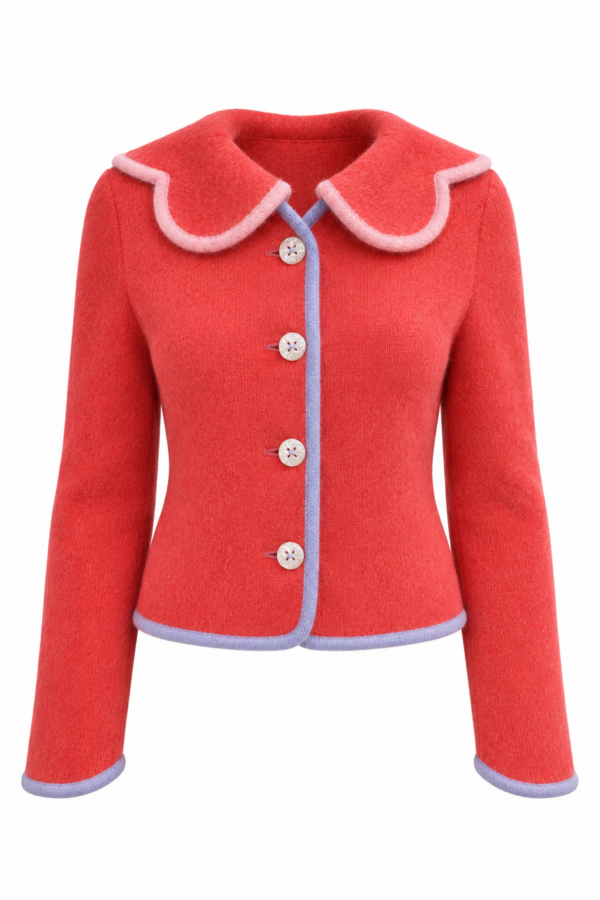 Strickjacke m. Wellenkragen Flame