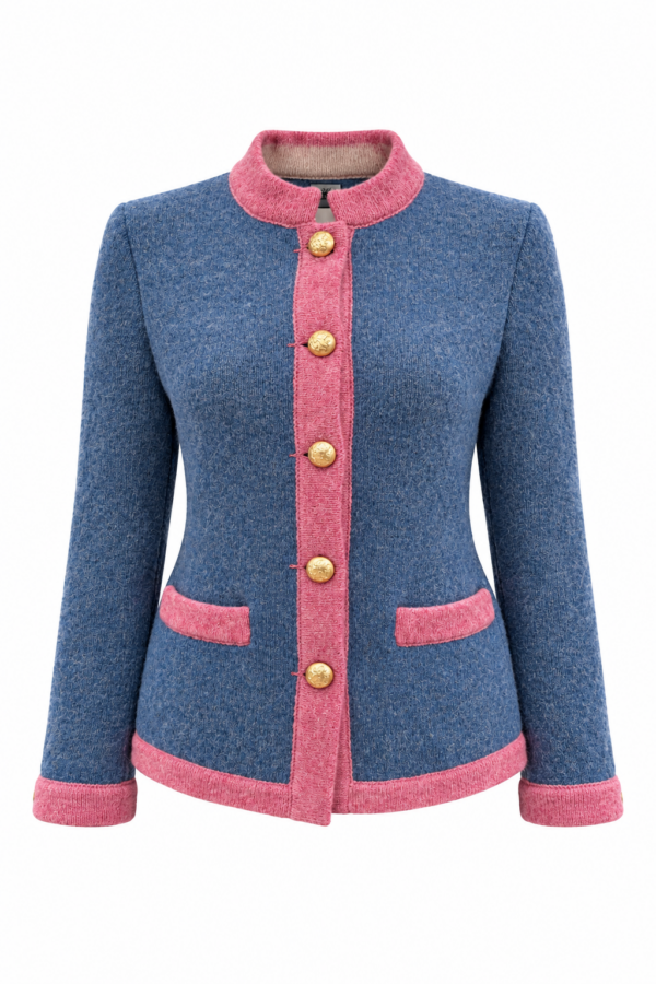 Strickjacke lang Denim/Mulberry