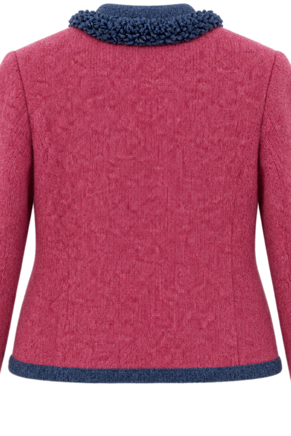 Strickjacke m. Wollborte Mulberry/Denim