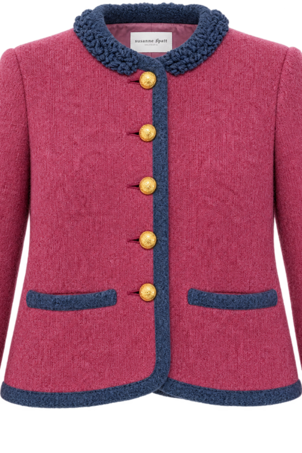 Strickjacke m. Wollborte Mulberry/Denim